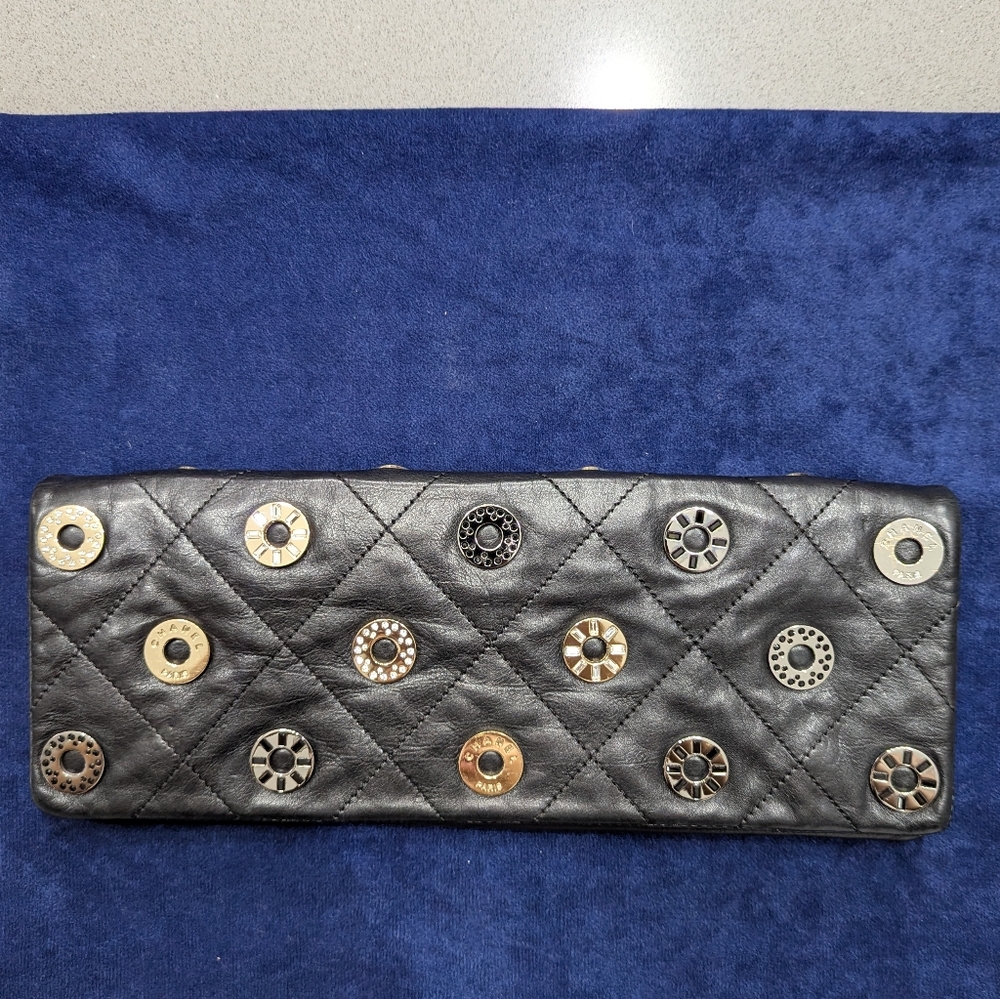 CHANEL Black Leather Accessory with Multi Tonal Detail